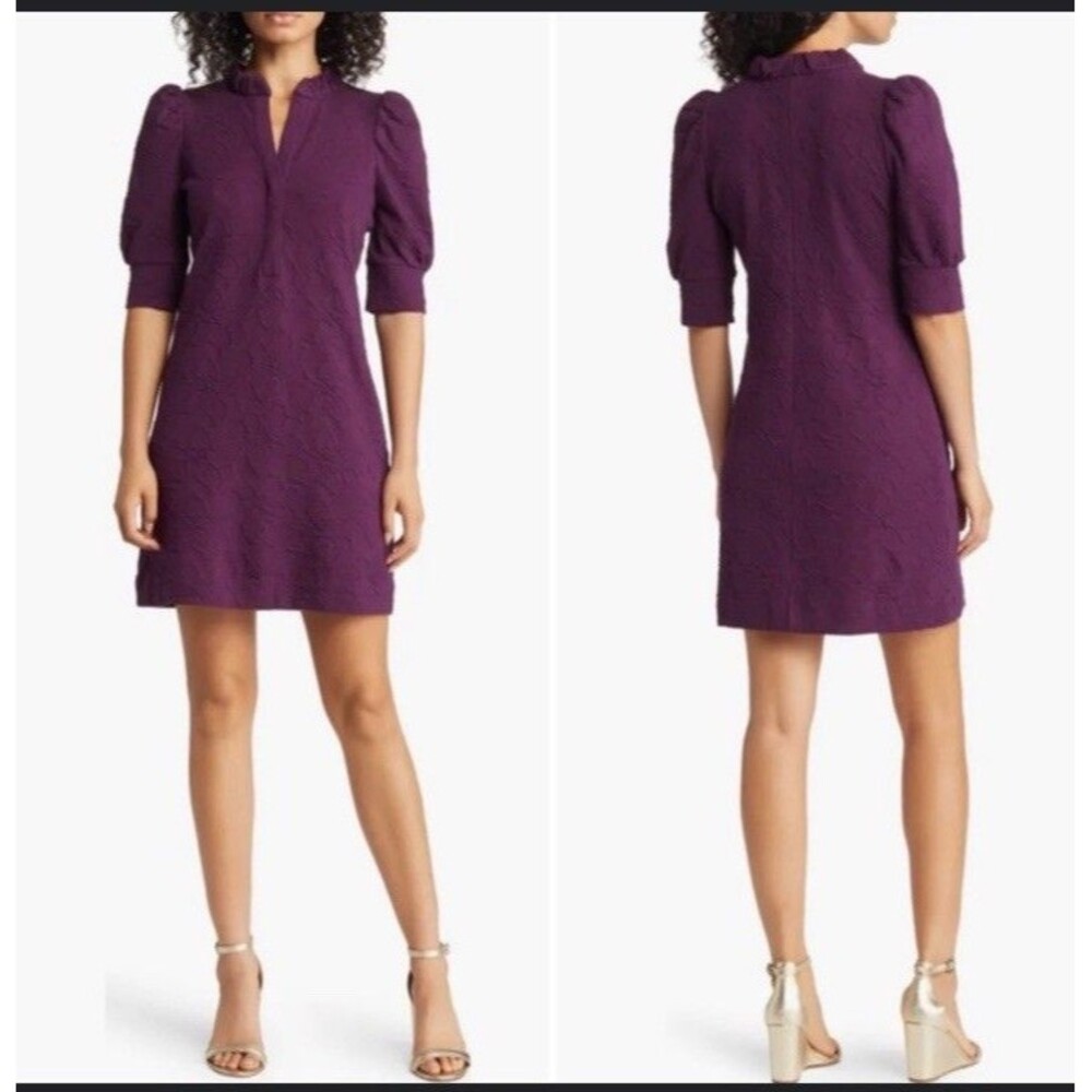 LILLY PULITZER Elsey Dress Medium Cherry knit pucker jacquard elbow sleeve